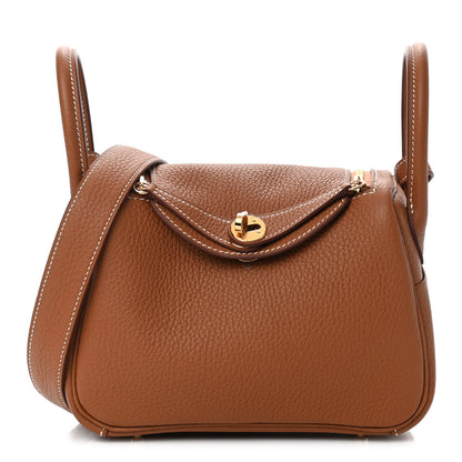 Hermes Taurillon Clemence Mini Lindy 20 Gold 1 of 9