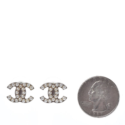 Chanel Pearl CC Earrings Silver 2 of 4