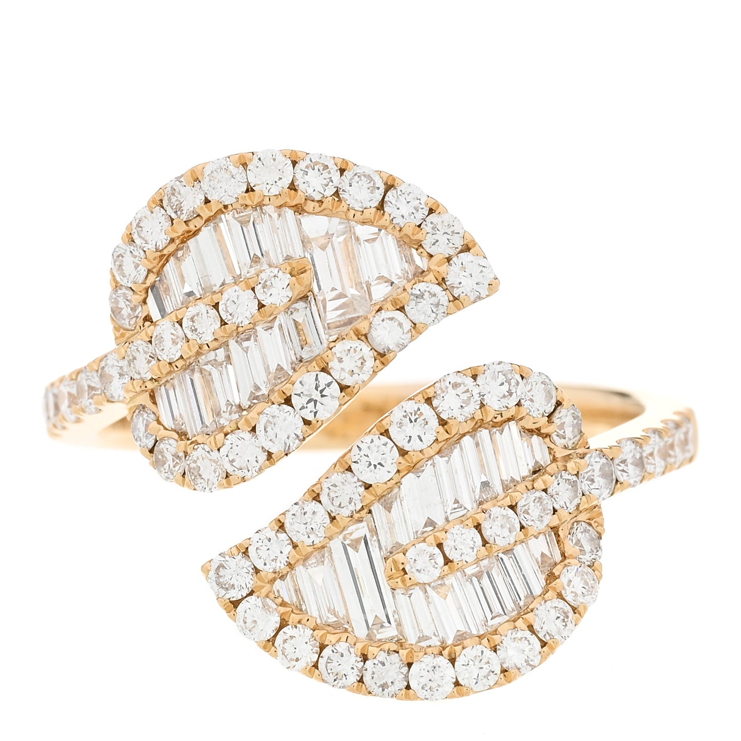18K Yellow Gold Diamond Medium Palm Leaf Ring 54 6.75