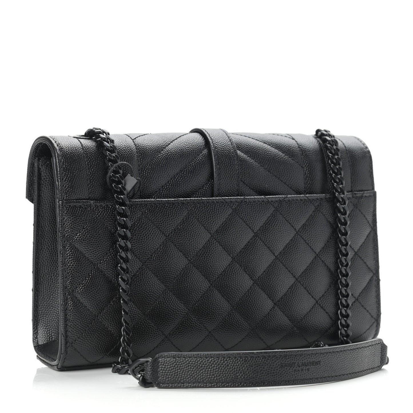 Grain De Poudre Textured Mixed Matelasse Triquilt Small Monogram Satchel Black