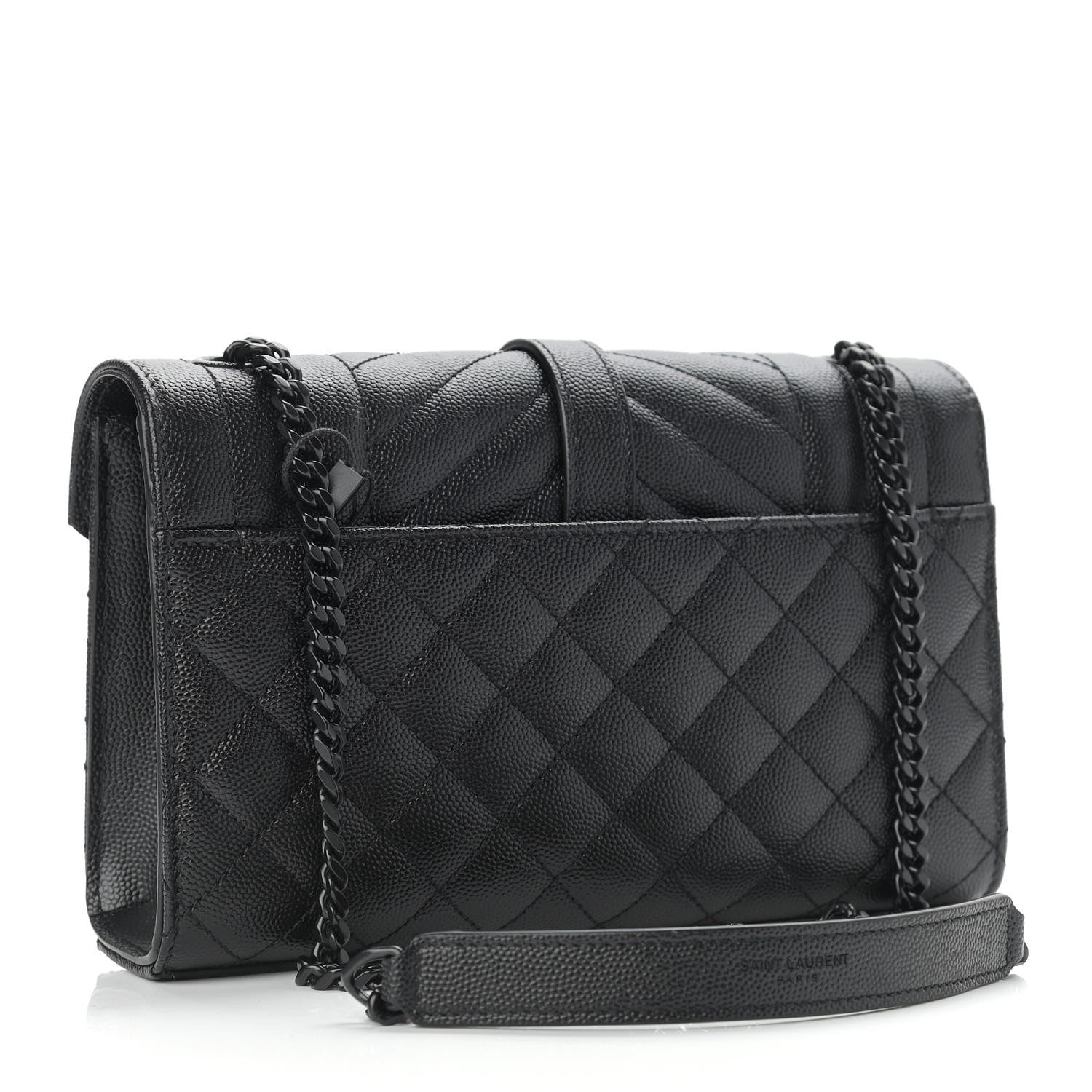 Saint Laurent Grain De Poudre Textured Mixed Matelasse Triquilt Small Monogram Satchel Black 3 of 10