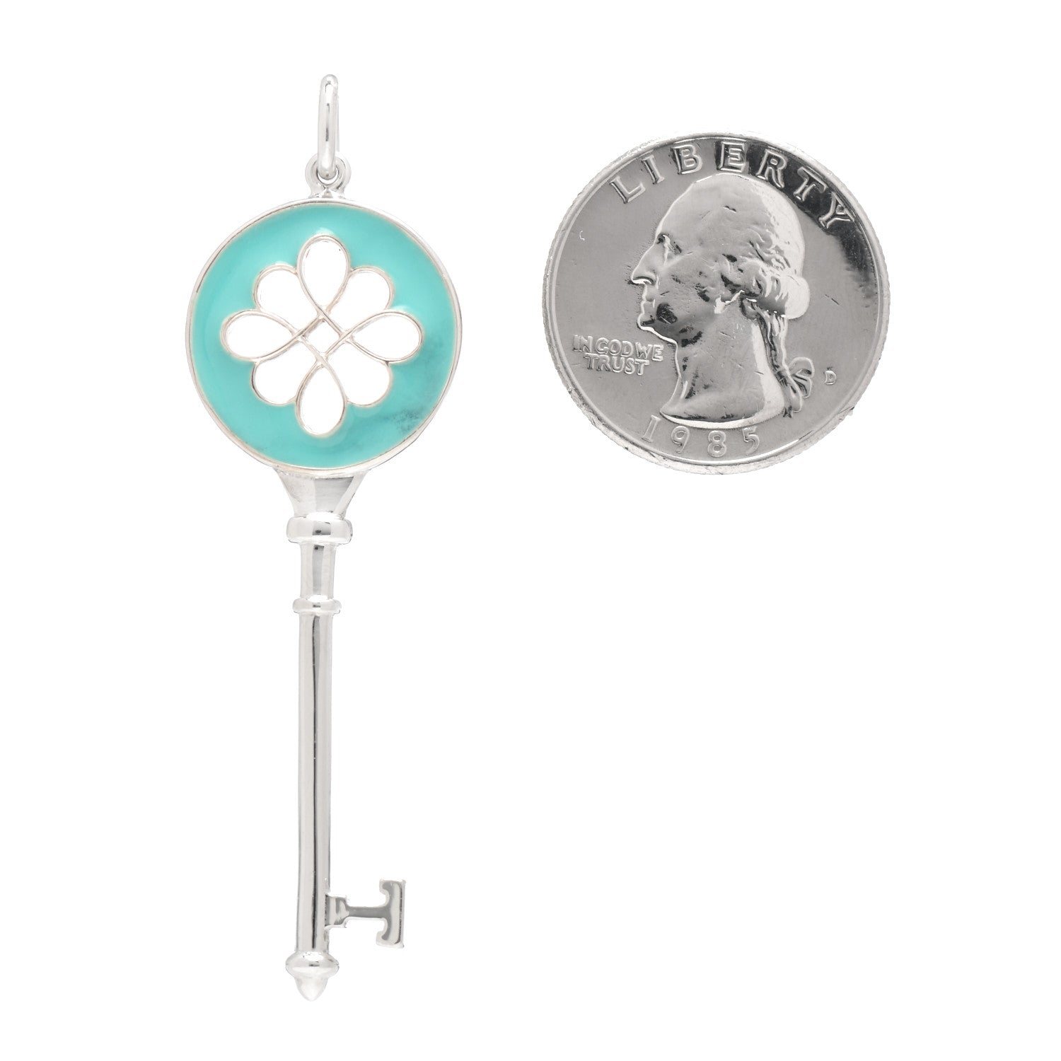 Tiffany Sterling Silver Enamel Knot Key Pendant Blue 2 of 4