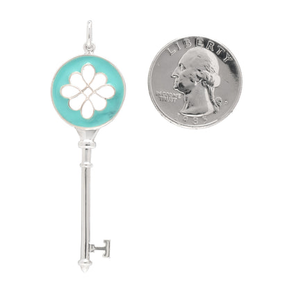 Tiffany Sterling Silver Enamel Knot Key Pendant Blue 2 of 4