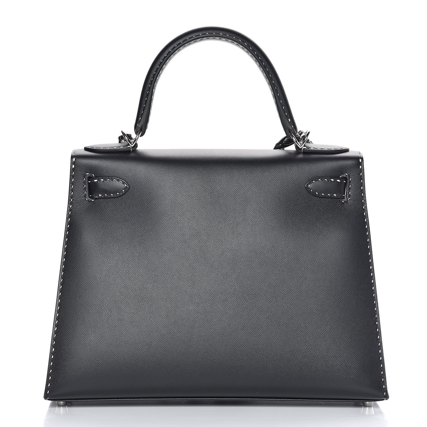 Hermes Grained Monsieur Un Point Sur Deux Kelly Sellier 28 Black 4 of 36