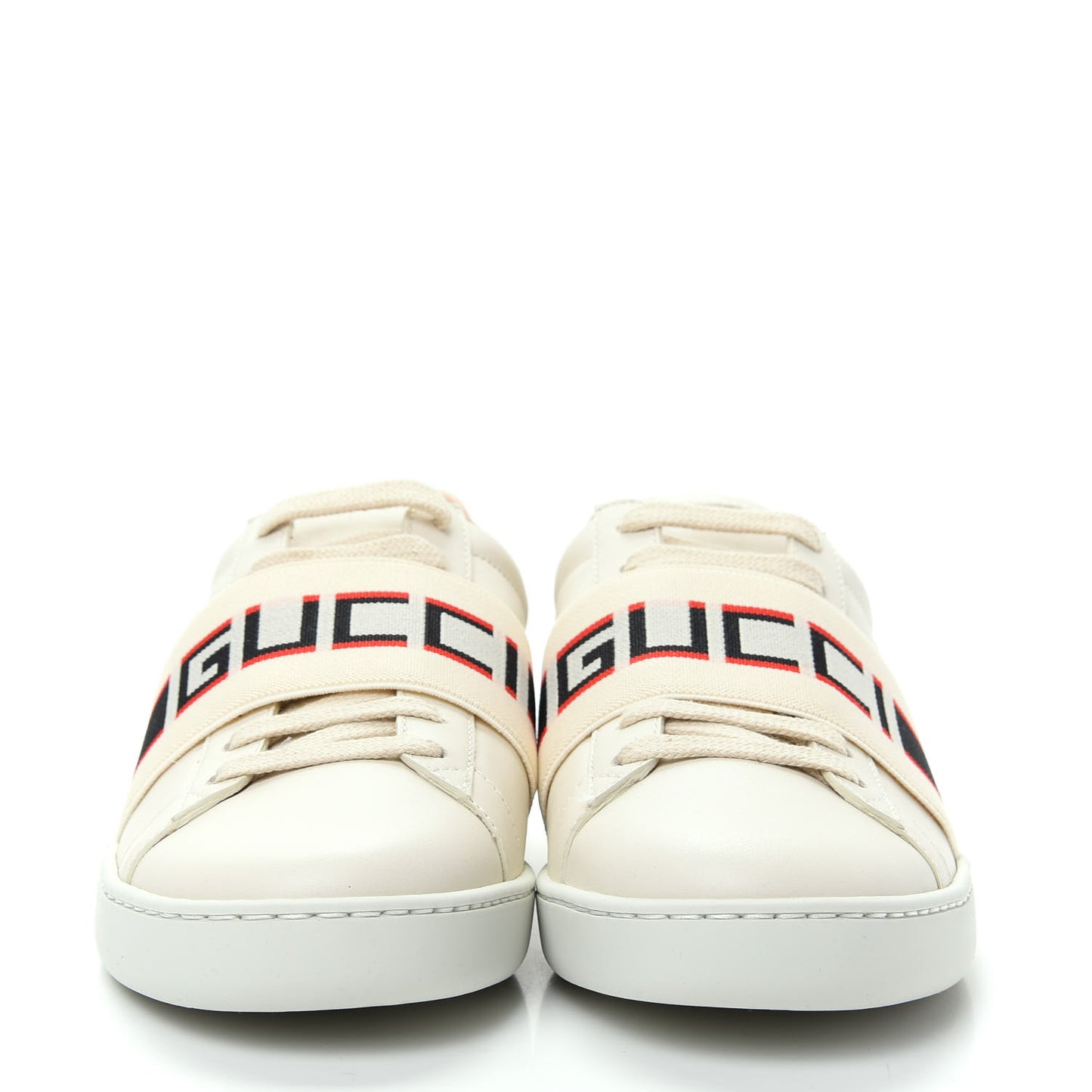 Calfskin Stripe Womens New Ace Sneakers 35.5 New Mystic White Ecru Red Flame