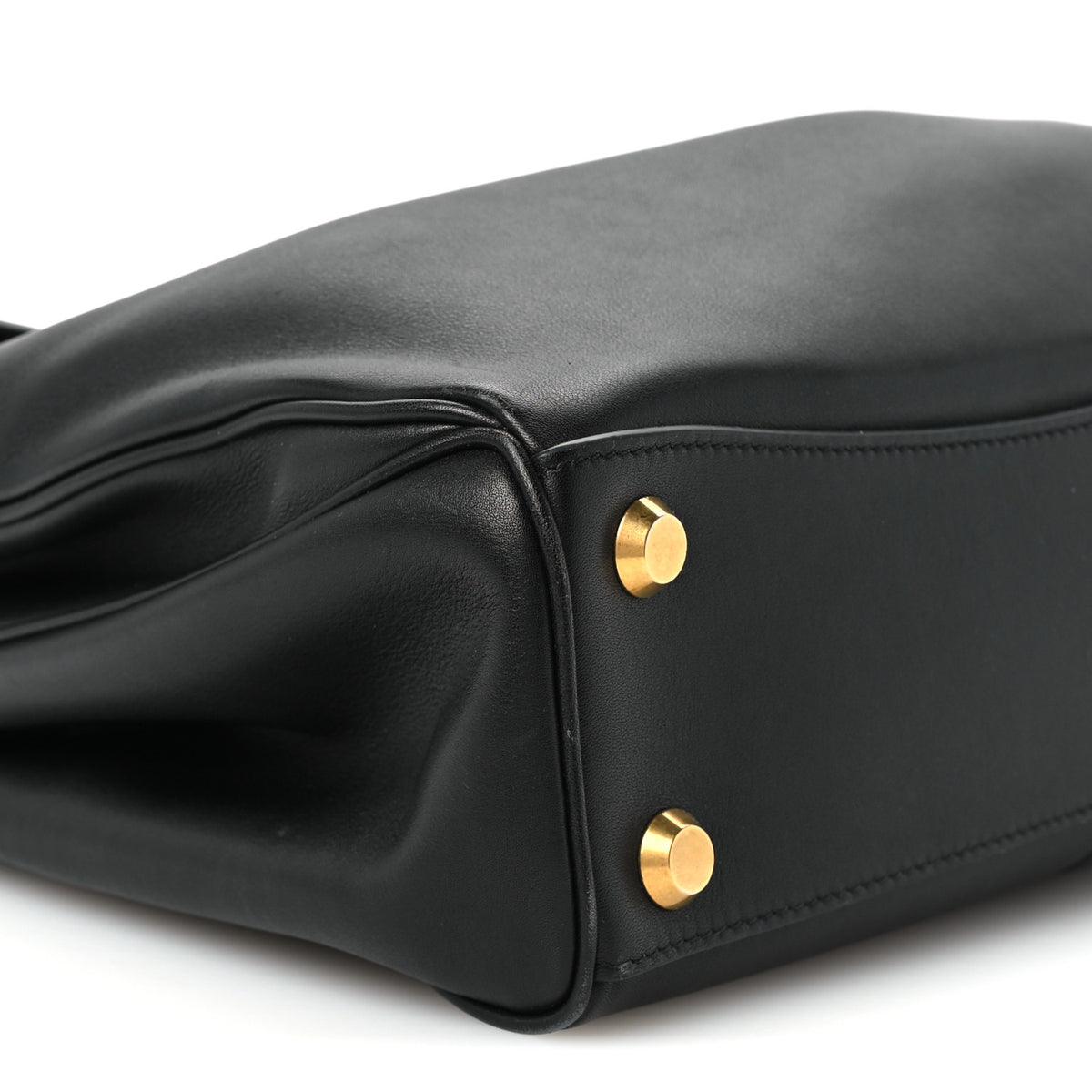 Natural Smooth Calfskin Small Rodeo Top Handle Handbag Black