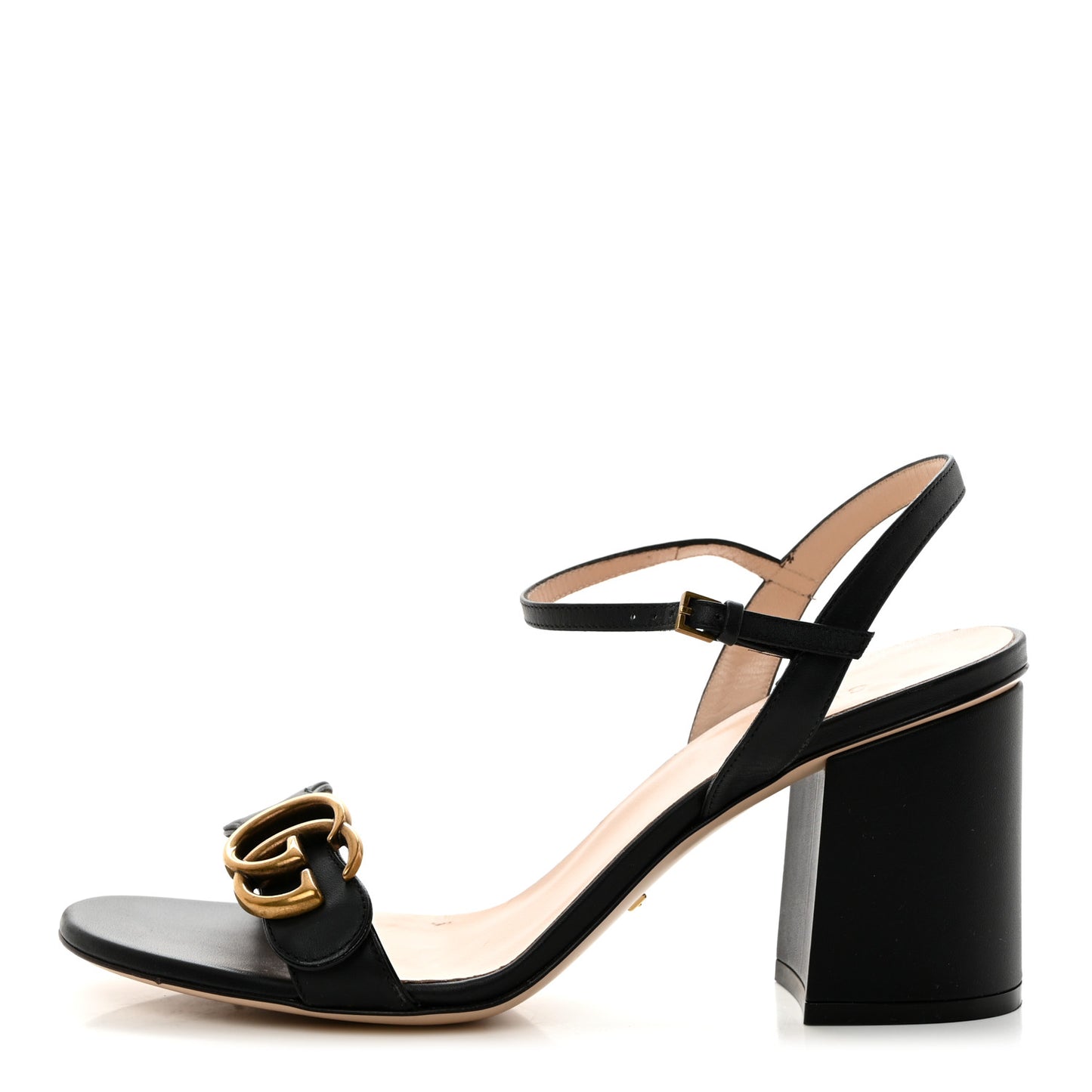 Lifford Calfskin GG Marmont Ankle Wrap 75mm Sandals 38 Black