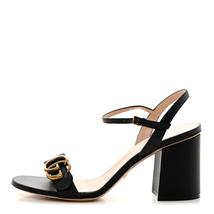 Gucci Lifford Calfskin GG Marmont Ankle Wrap 75mm Sandals 38 Black 1 of 9