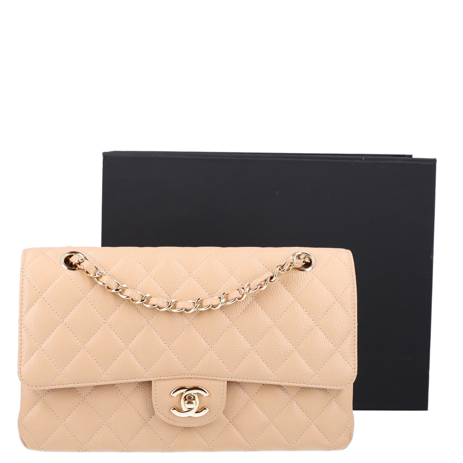 Chanel Caviar Quilted Medium Double Flap Beige 3 of 11