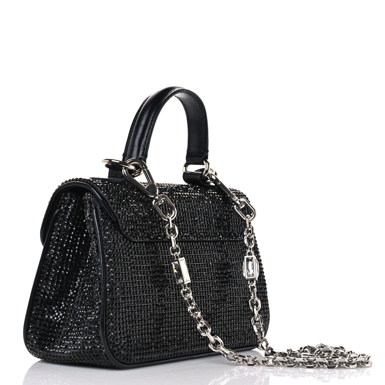 Judith Leiber Crystal Bow Top Handle Black Silver 2 of 8