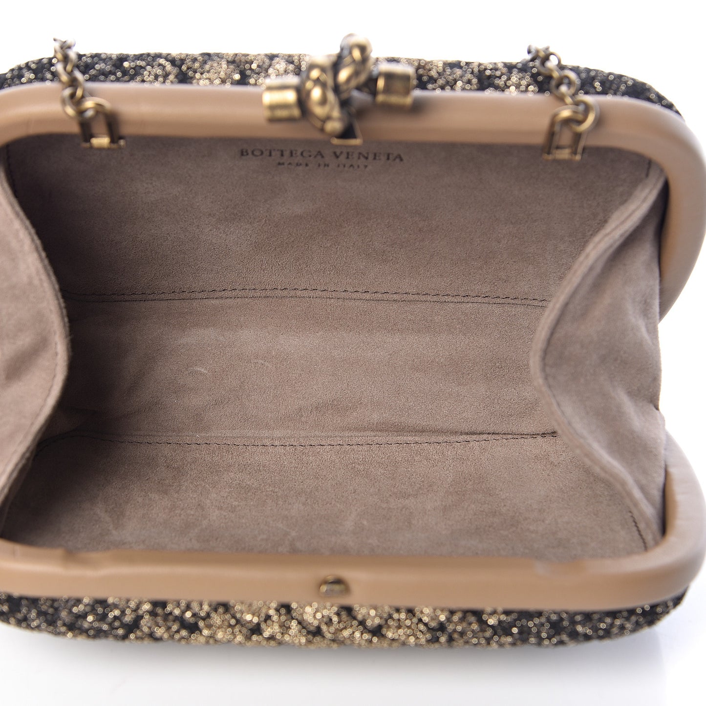 Lurex Intrecciato Chain Knot Clutch