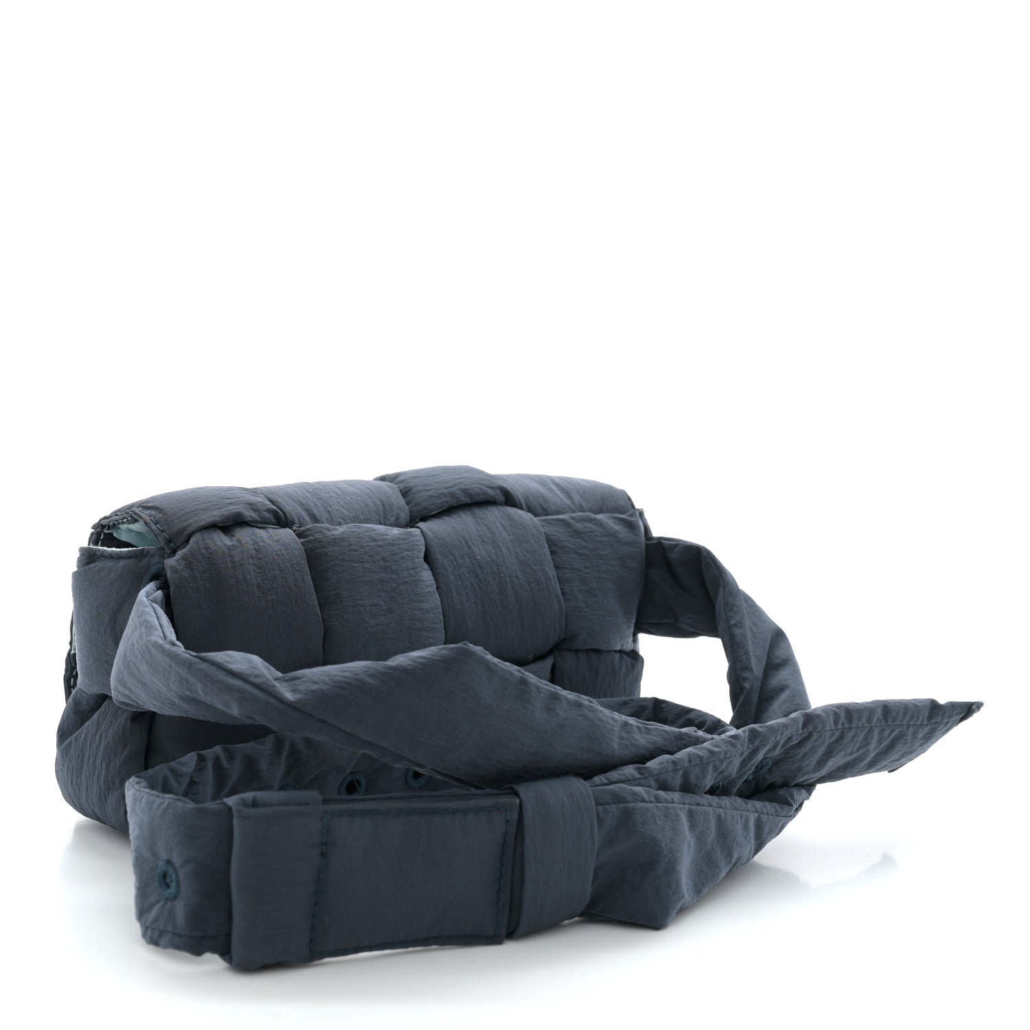 Bottega Veneta Nylon Intrecciato Padded Tech Mini Cassette Belt Bag Deep Blue Pale Blue 3 of 13