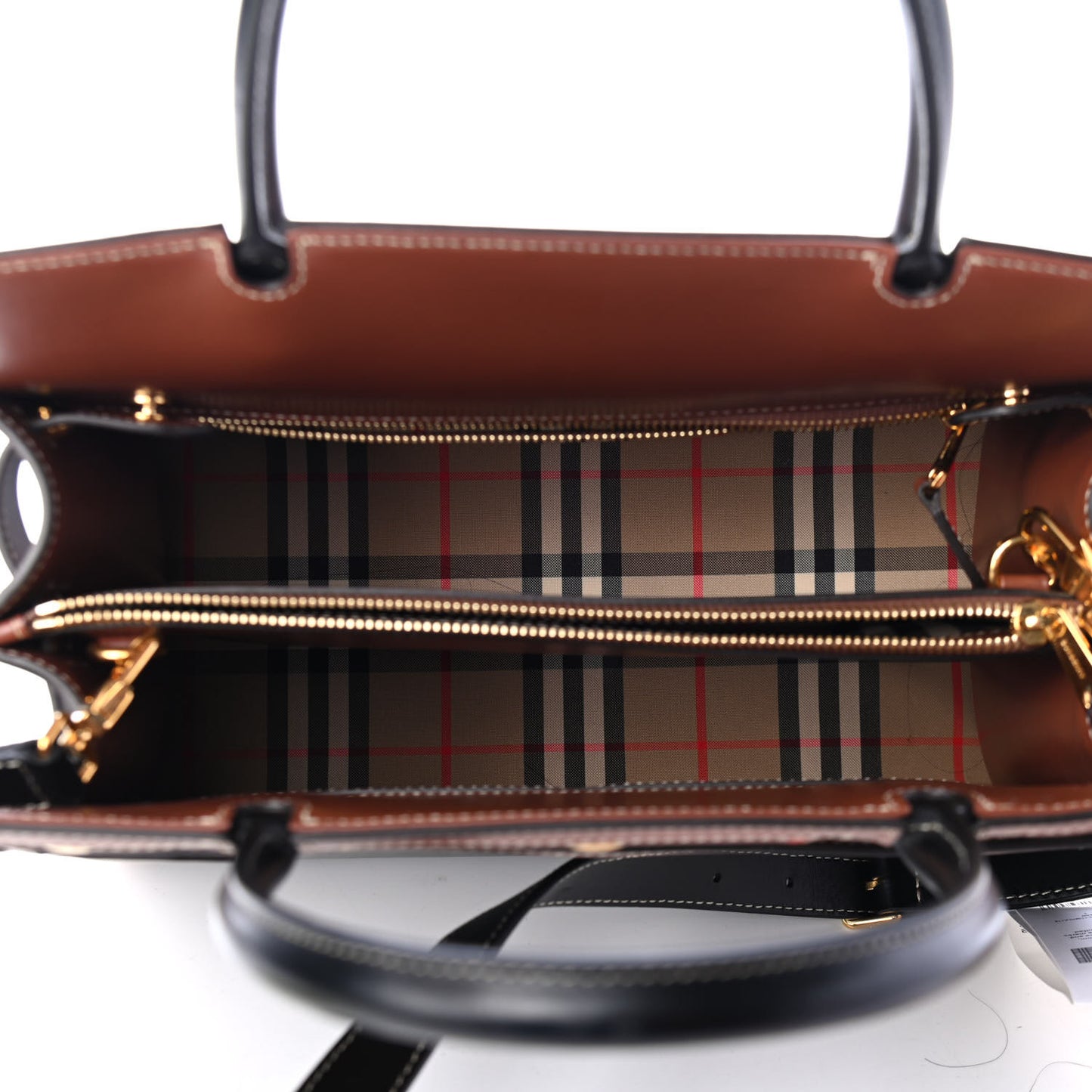 Calfskin Vintage Check Small Two Handle Title Bag Black