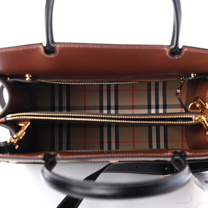 Burberry Calfskin Vintage Check Small Two Handle Title Bag Black 4 of 5