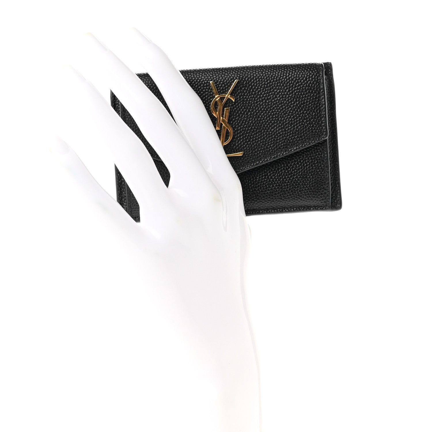 Saint Laurent Grain De Poudre Uptown Monogram Card Case Black 3 of 6