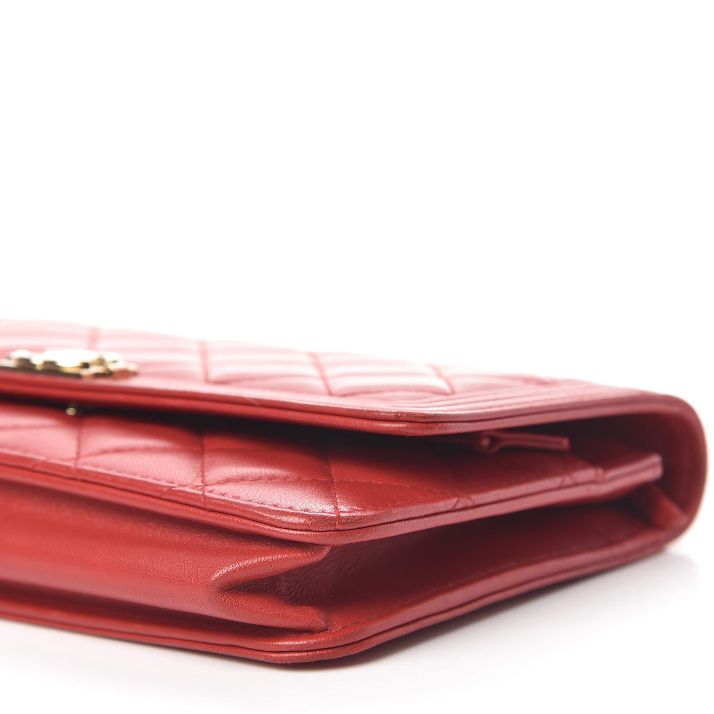 Lambskin Quilted Boy Wallet On Chain WOC Red