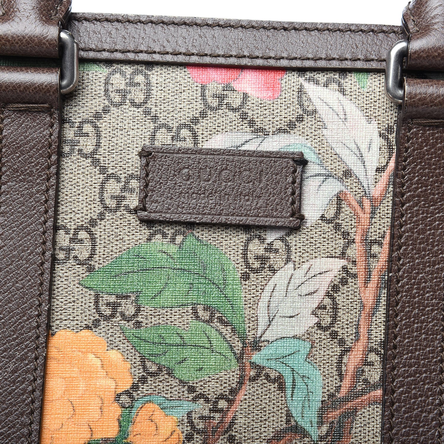 Gucci GG Supreme Monogram Tian Web Vertical Tote Beige Multicolor New Acero 10 of 14