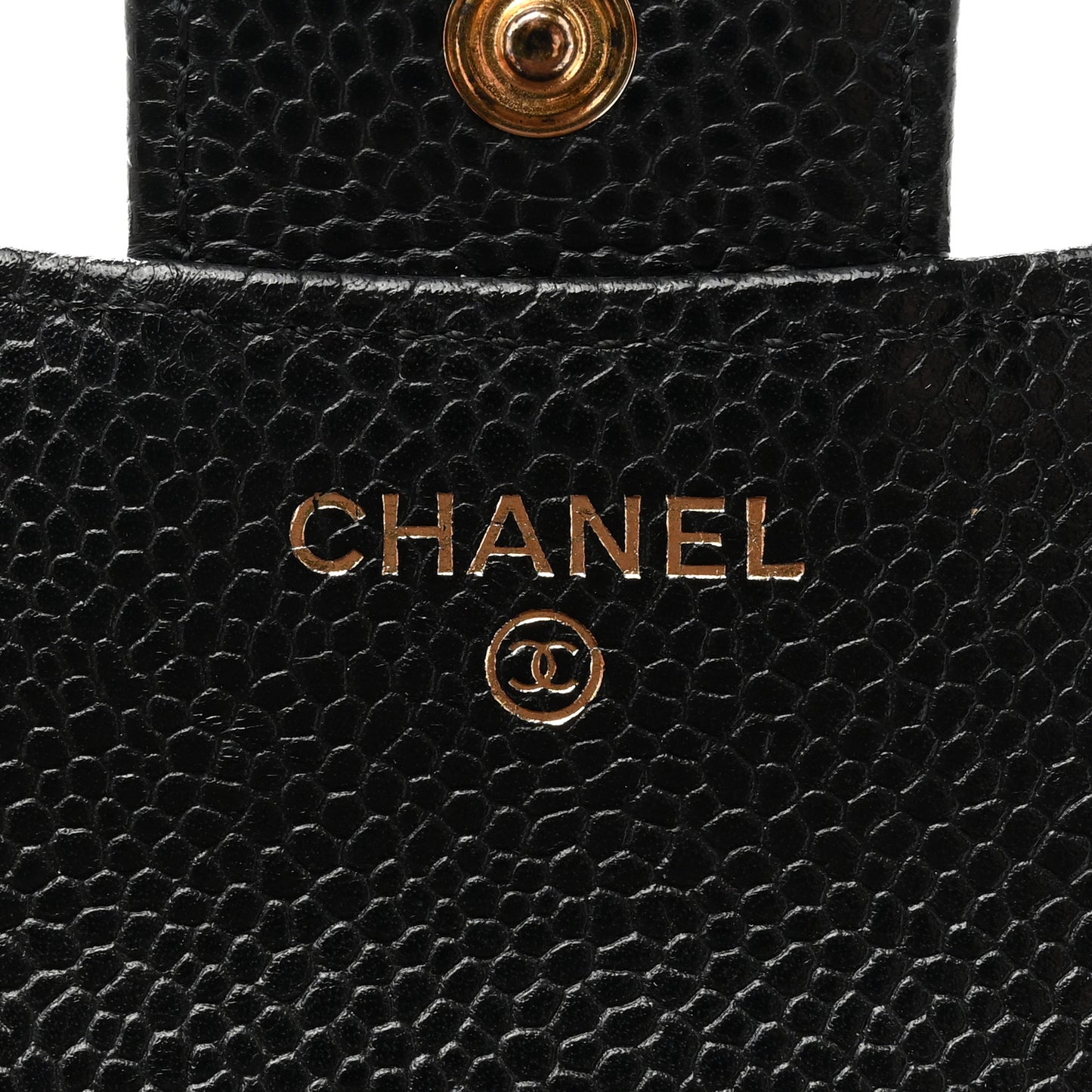 Caviar Quilted Compact Flap Wallet Black