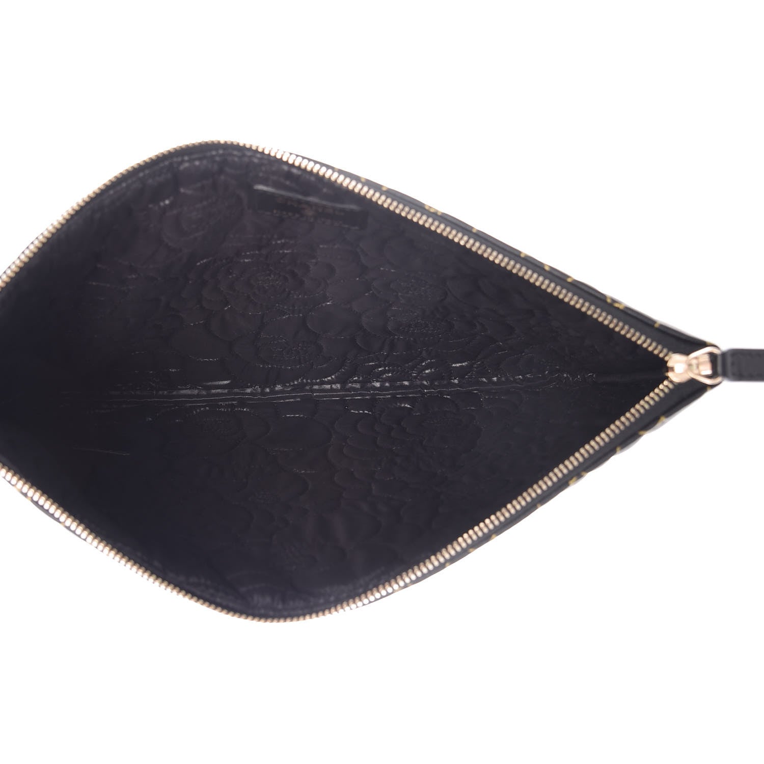 Chanel Lambskin Camellia Embossed Medium Cosmetic Case Black Gold 5 of 10