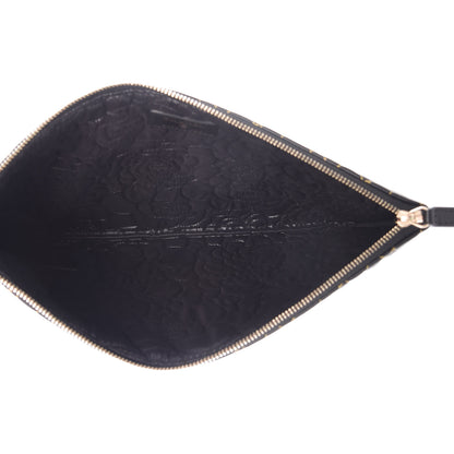 Chanel Lambskin Camellia Embossed Medium Cosmetic Case Black Gold 5 of 10