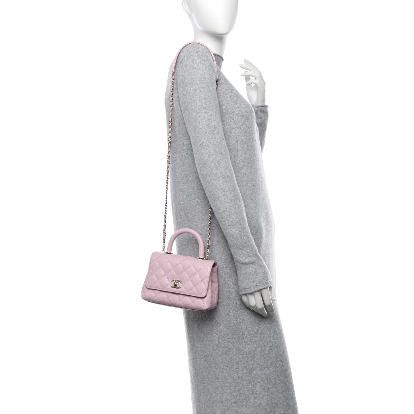 Caviar Quilted Extra Mini Coco Handle Flap Light Pink