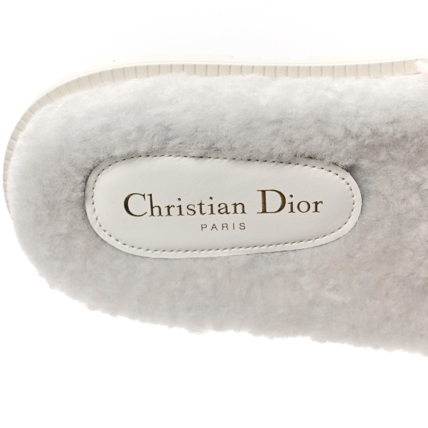 Shearling Canvas Embroidered Dway 10mm Slide Sandals 39 Natural Deep Blue