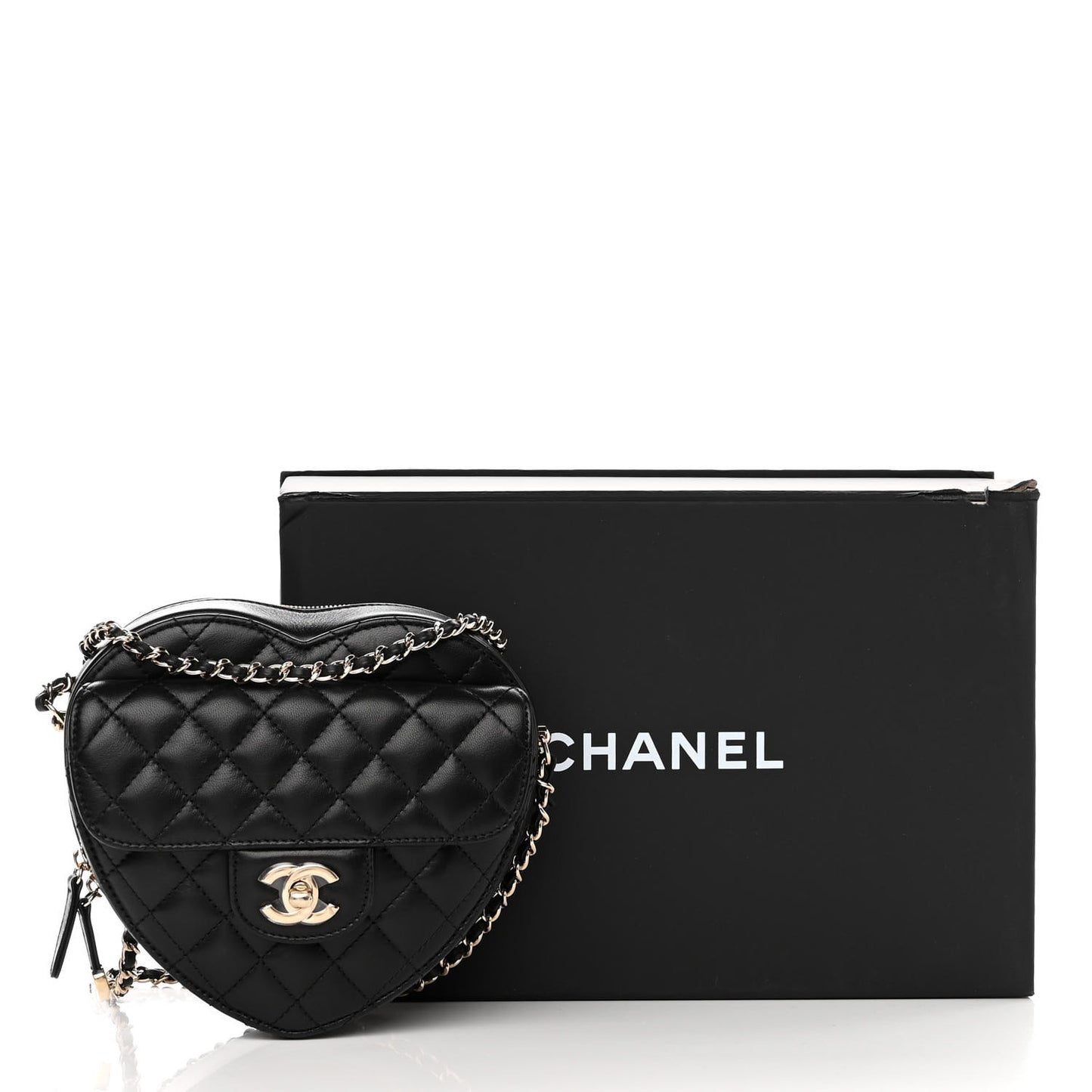 Lambskin Quilted CC In Love Heart Bag Black