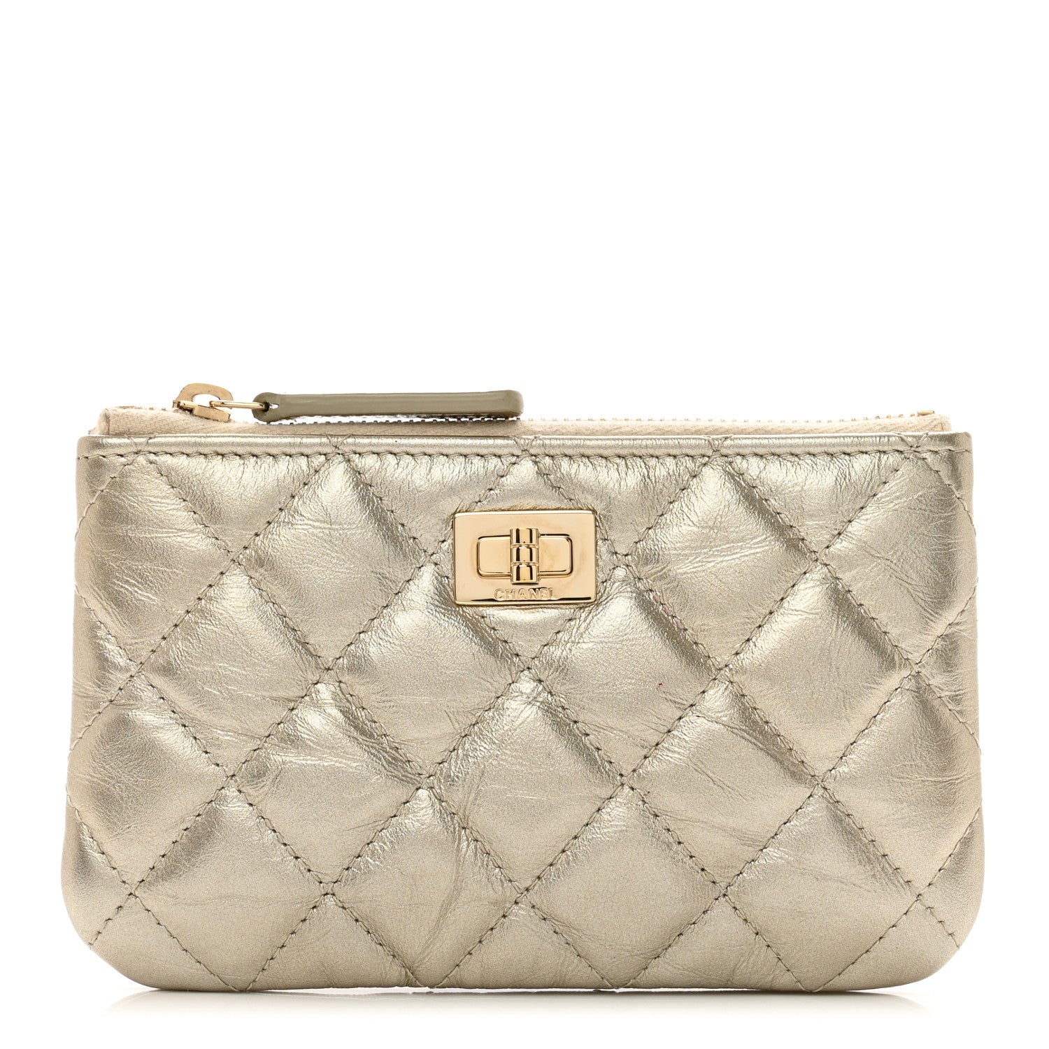 Chanel Metallic Aged Calfskin Quilted Small Reissue Cosmetic Case Gold 1 of 7