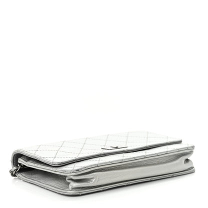 Chanel Metallic Aged Calfskin Quilted Reissue Wallet On Chain WOC Silver 4 of 15