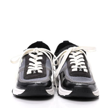 Chanel Fabric Calfskin Suede CC Womens Sneakers 35 Black Grey 2 of 8