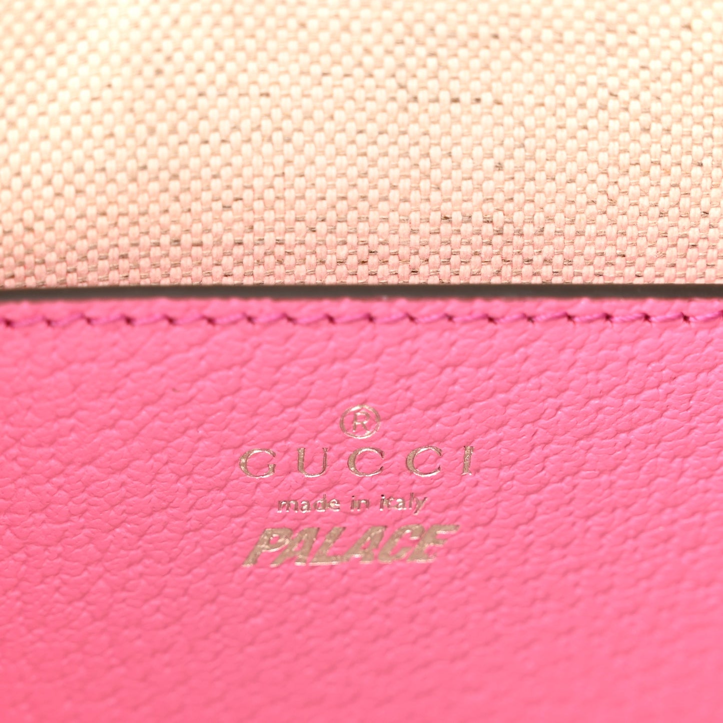 X PALACE GG Supreme Monogram Palace Textured Dollar Calfskin Shoulder Bag Pink Pale Rose Palace