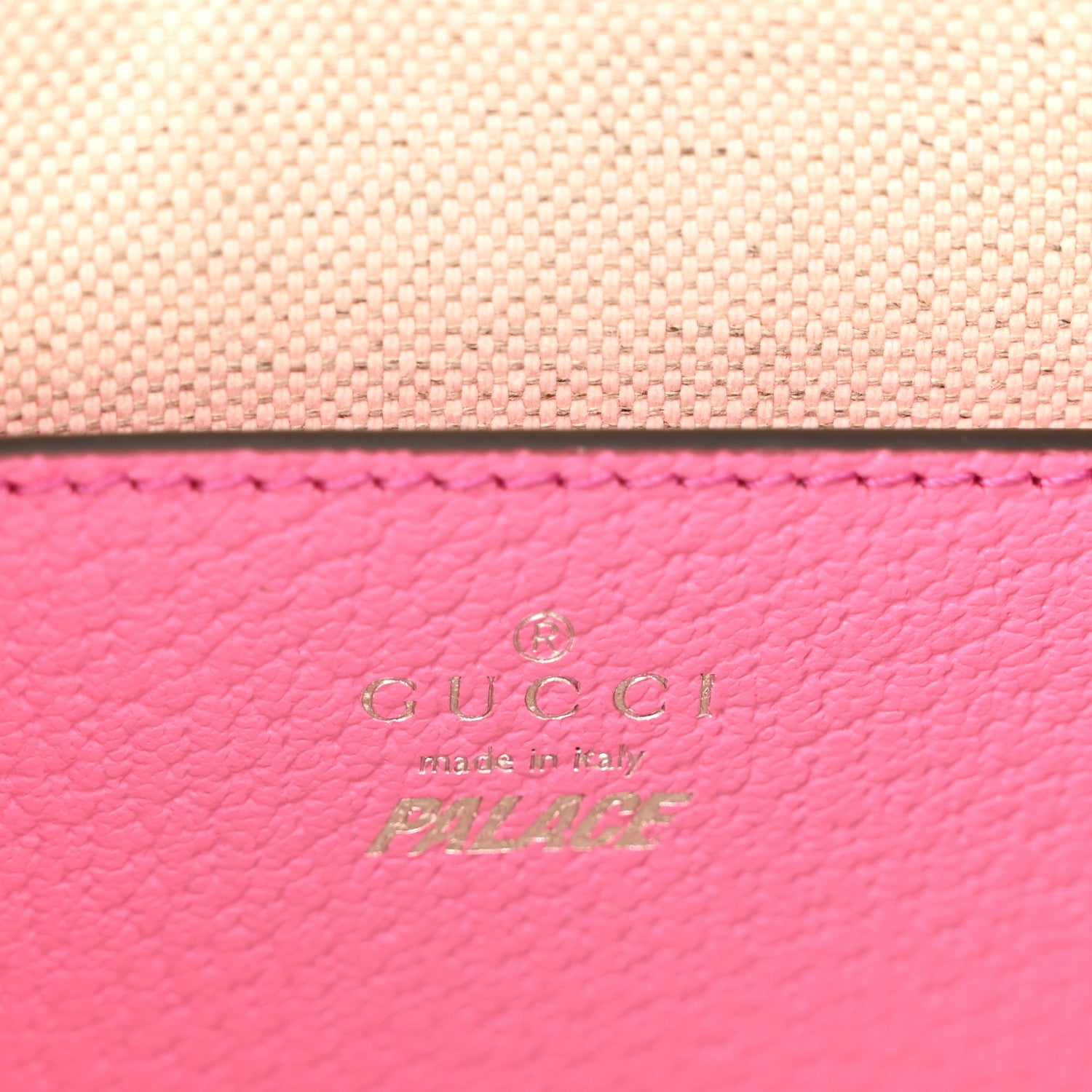 Gucci X PALACE GG Supreme Monogram Palace Textured Dollar Calfskin Shoulder Bag Pink Pale Rose Palace 6 of 11