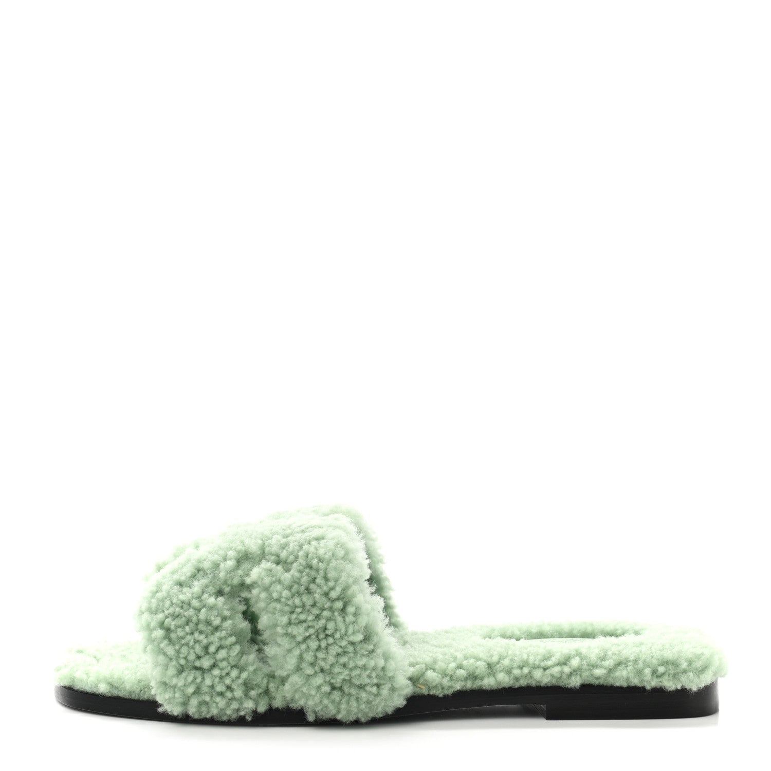 Hermes Woolskin Oran Sandals 37 Vert D'Eau 1 of 8