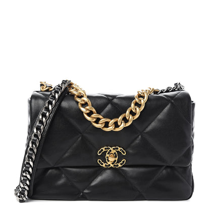 Chanel Goatskin Quilted Large Chanel 19 Flap Black 1 of 10