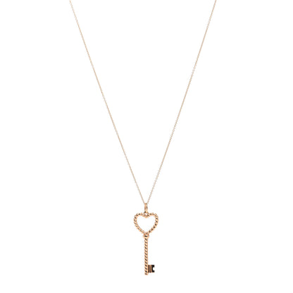 Tiffany 18K Rose Gold Twist Heart Key Pendant Necklace 1 of 5