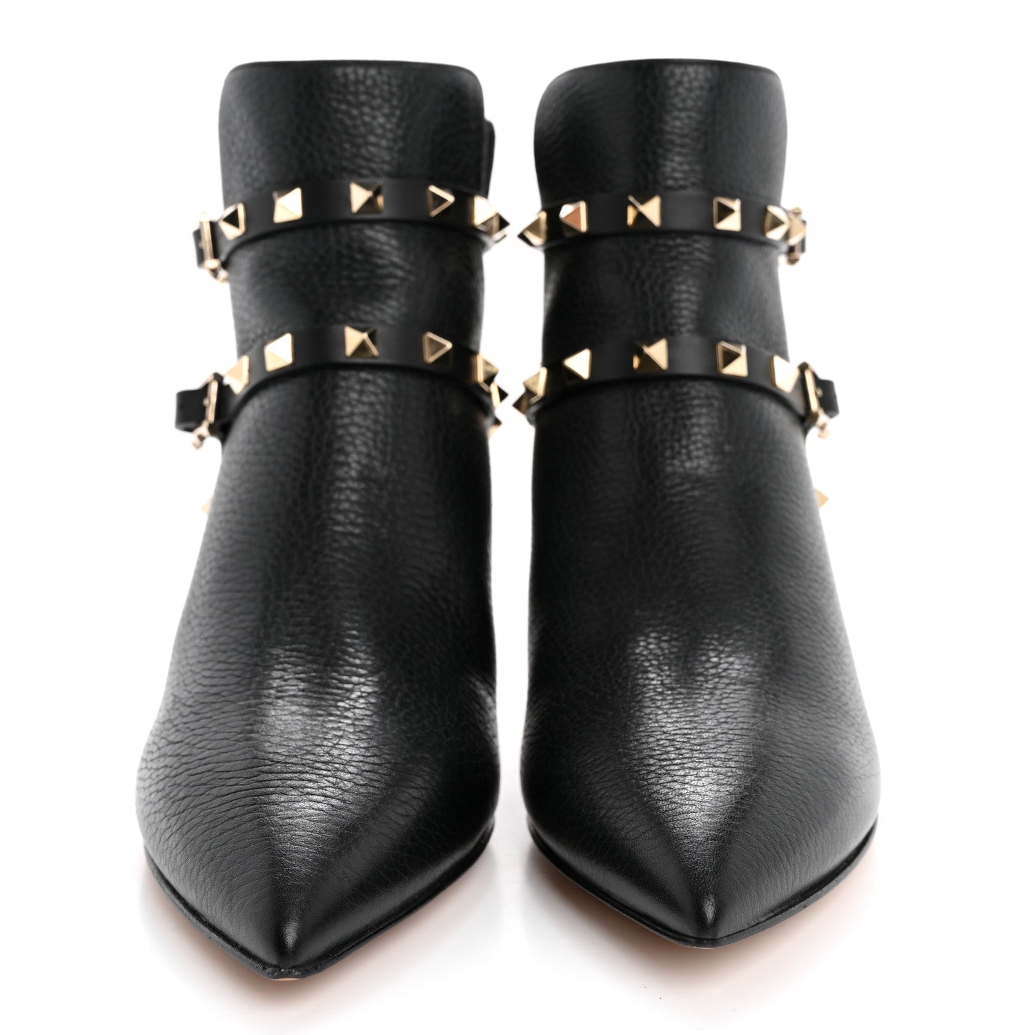 Valentino Garavani Pebbled Calfskin Rockstud Double Buckle 65mm Ankle Boots 38.5 Black 3 of 13