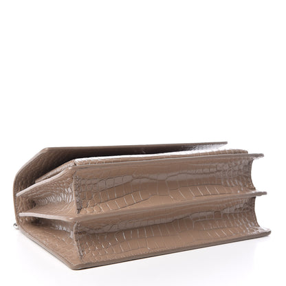 Saint Laurent Calfskin Crocodile Embossed Medium Monogram Sunset Dark Beige 4 of 10