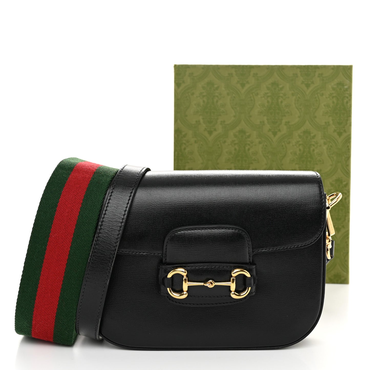 Azalea Calfskin Web Mini Horsebit 1955 Shoulder Bag Black