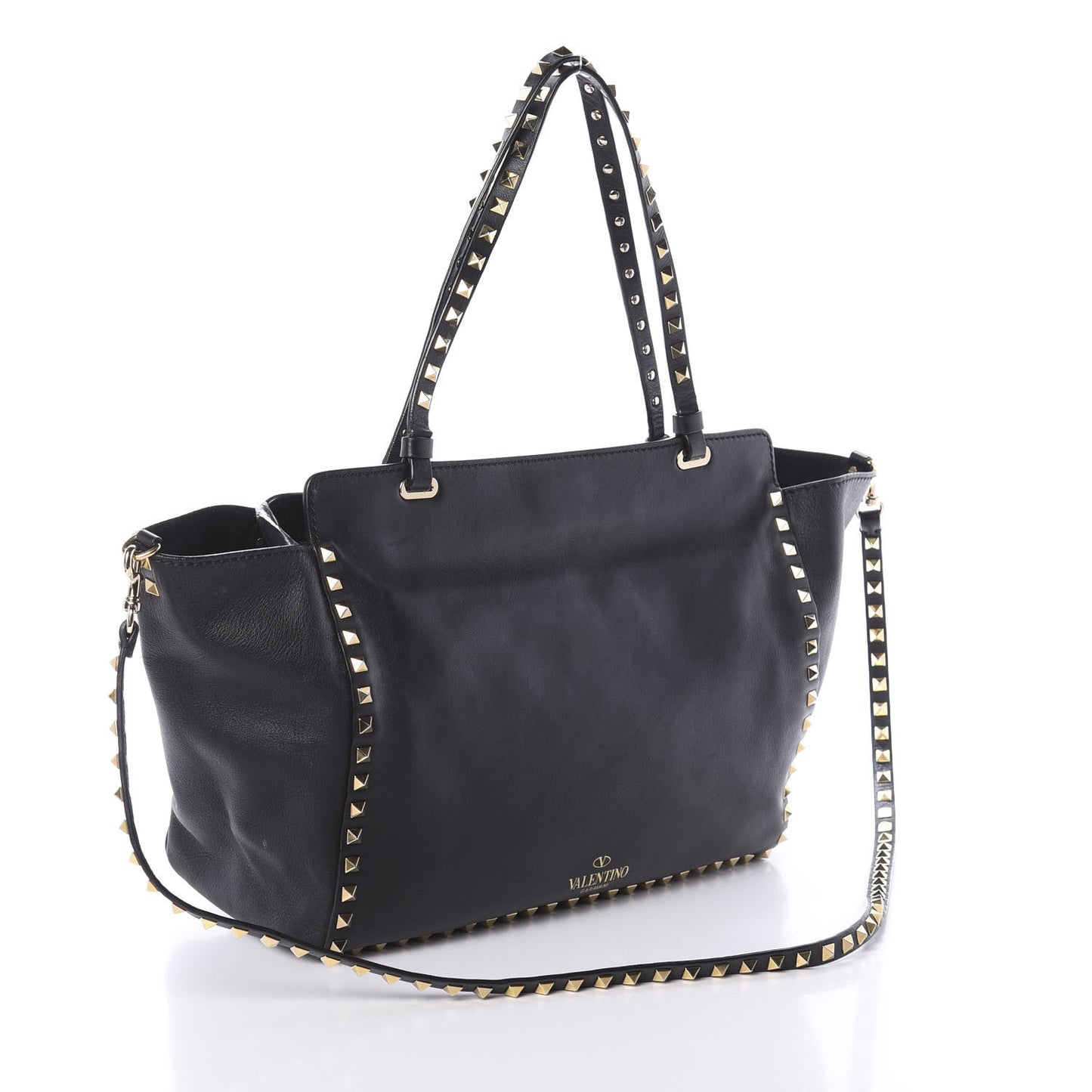 Vitello Medium Rockstud Tote Black
