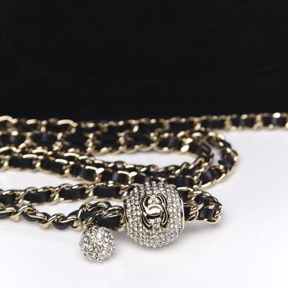 Chanel Velvet Quilted Pearl Crush Wallet On Chain WOC Black 10 of 12
