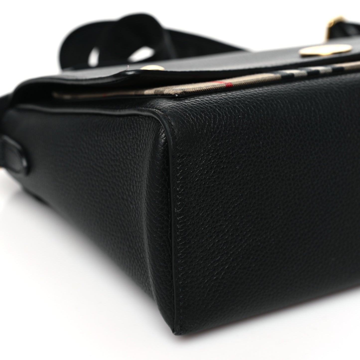 Coated Canvas Calfskin Vintage Check Medium Note Crossbody Bag Black