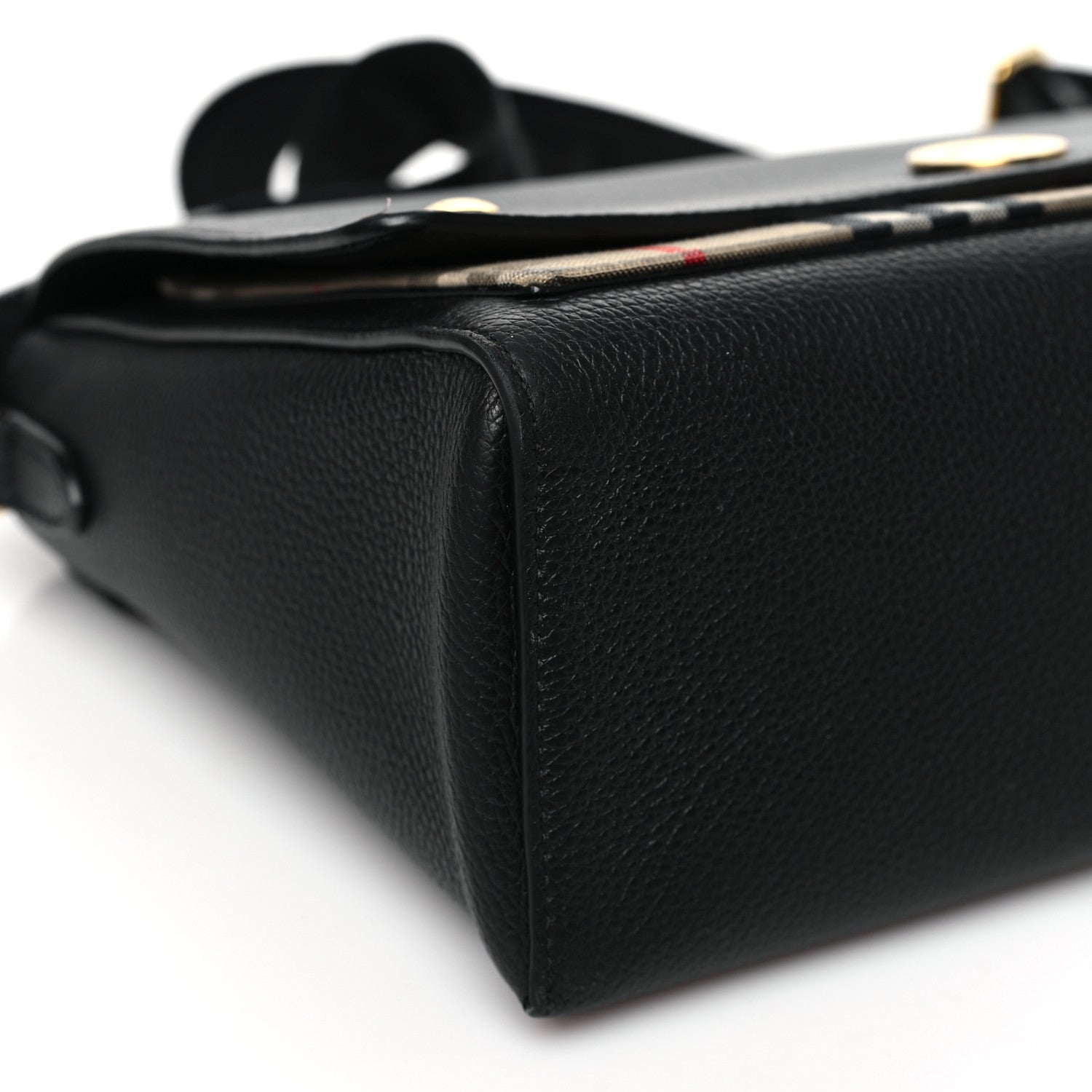 Burberry Coated Canvas Calfskin Vintage Check Medium Note Crossbody Bag Black 9 of 10