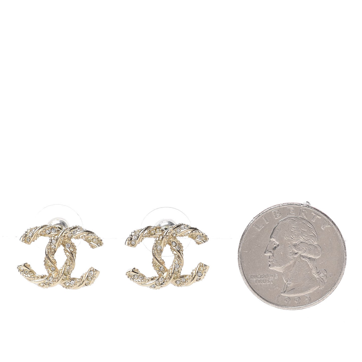 Crystal Twisted CC Earrings Gold