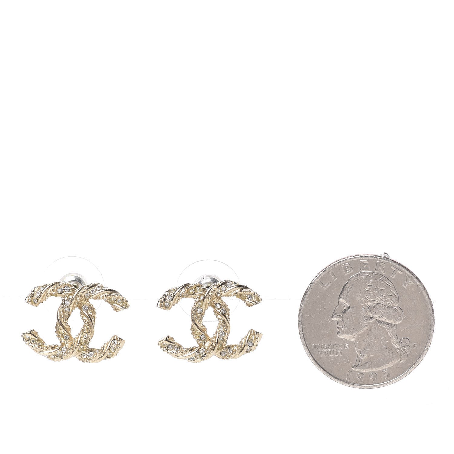 Chanel Crystal Twisted CC Earrings Gold 2 of 5