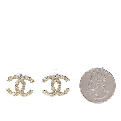 Chanel Crystal Twisted CC Earrings Gold 2 of 5