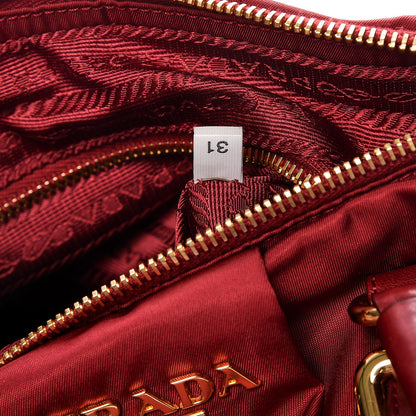 Prada Tessuto Nylon Soft Calf Shopping Satchel Cherry 7 of 9