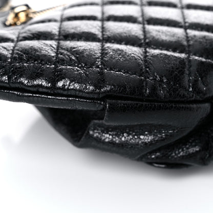 Chanel Crumpled Glazed Lambskin Quilted Waist Bag Fanny Pack Black 10 of 17