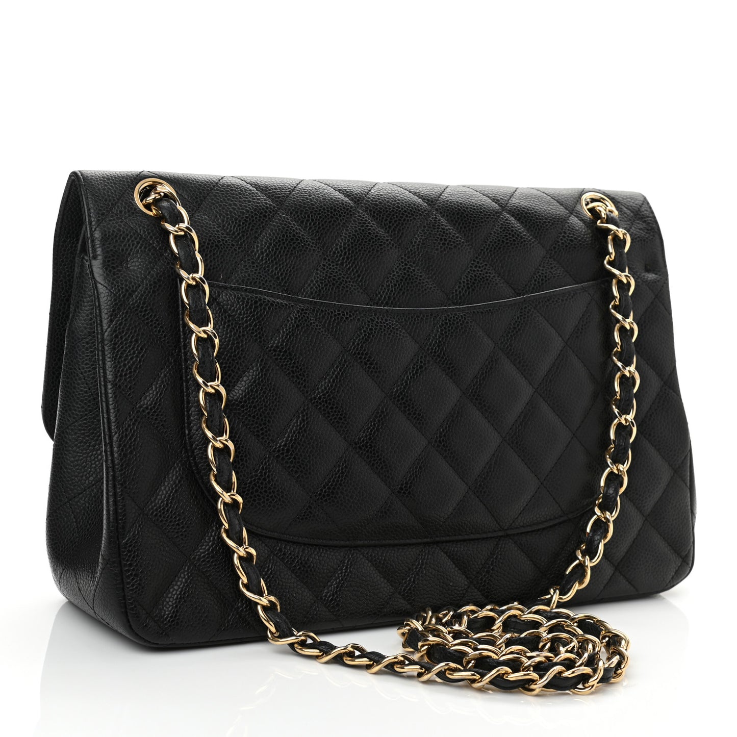 Caviar Quilted Jumbo Double Flap Black