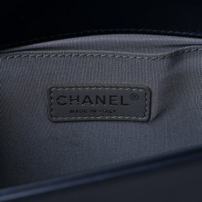 Chanel Calfskin Chevron Quilted New Medium Boy Flap Dark Navy Blue 6 of 9