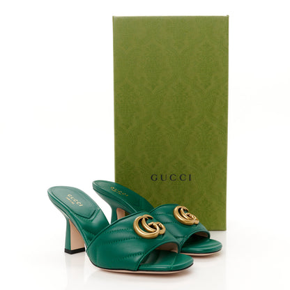 Gucci Nappa Matelasse GG Marmont 75mm Slide Sandals 35 Emerald 22 of 22